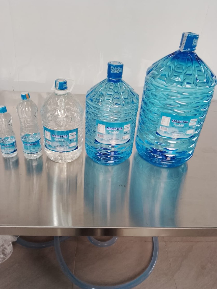Mamstar packaged drinking water in 500ml, 1 litre, 5 litre, 10 litre and 20 litre containers